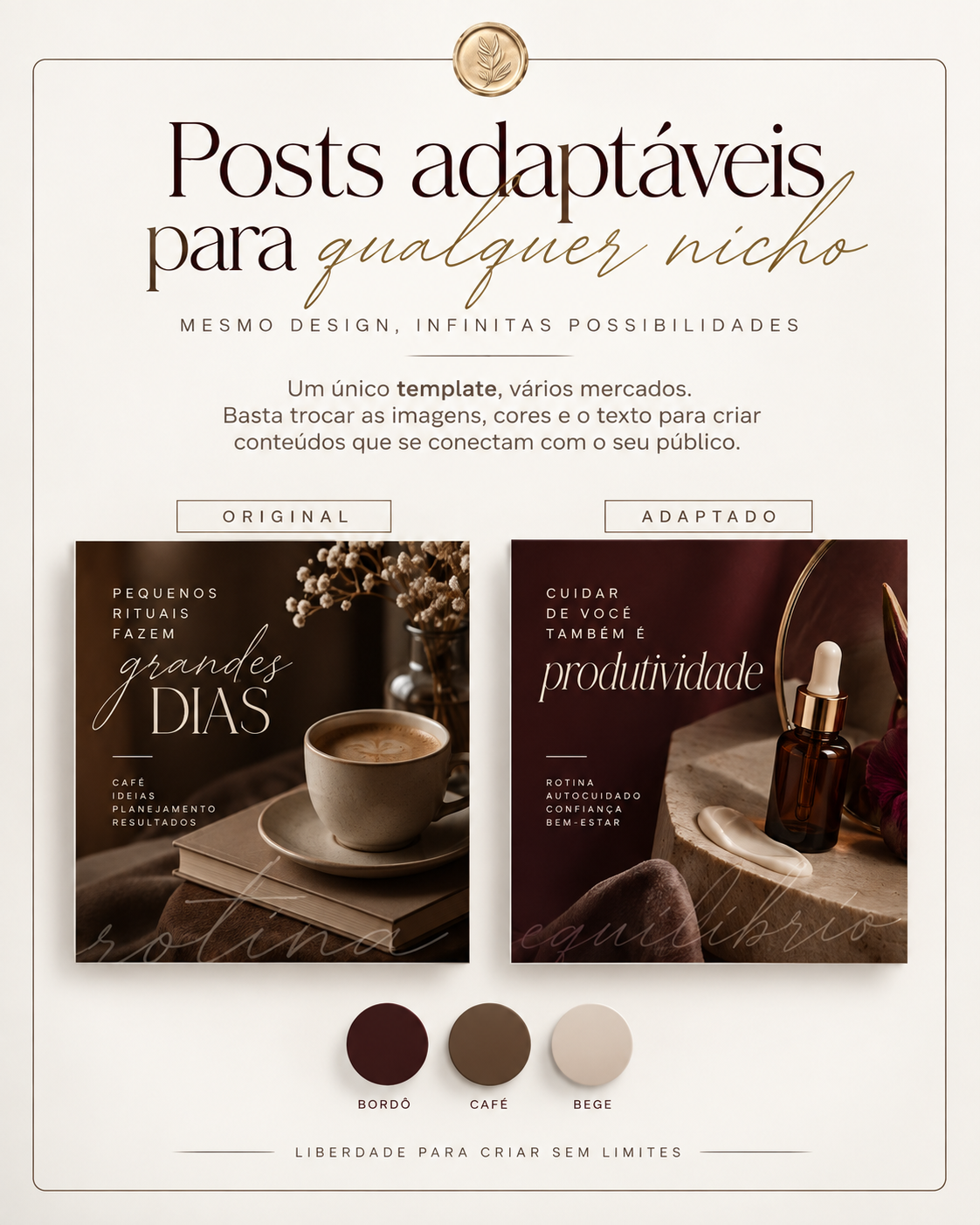 Comparativo de posts adaptáveis em estética creme